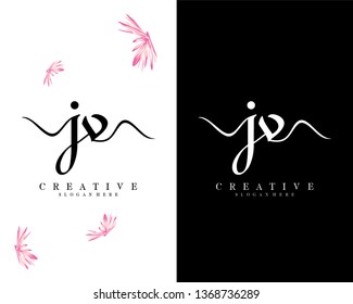 handwriting script jv, vj letter logo vector