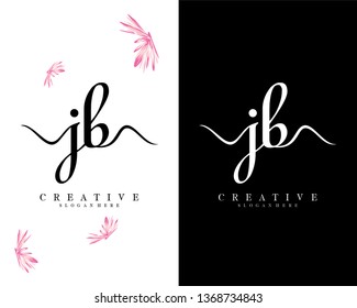 handwriting script letter jb, bj logo vector