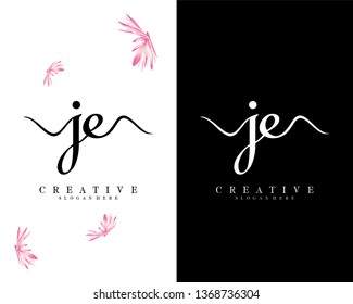 handwriting script letter je, ej logo vector