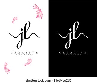 handwriting script letter jl, lj logo vector