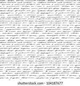 Handwriting. Seamless Vector Background. Black And White.