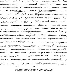 Handwriting. Seamless vector background. Black and white.