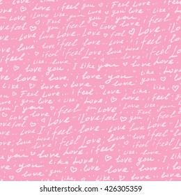 Handwriting. Seamless vector background.  Hand drawn Calligraphy
