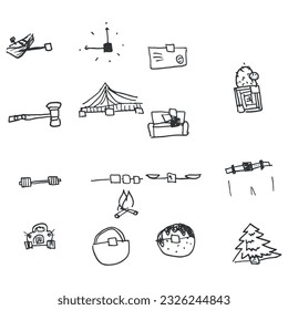 Handwriting set of different illustrations black and white script