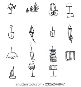 Handschriftensatz für verschiedene Illustrationen, schwarz-weißes Skript