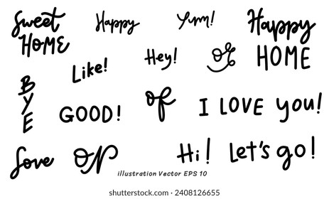 Handschriftset auf weißem Hintergrund , Flat Modern Design , Vektorgrafik EPS10