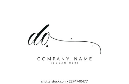 Handwriting signature style letter du logo design in white background.