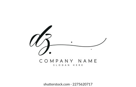 Handwriting signature style letter dz logo design in white background.