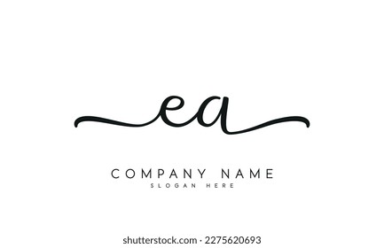 Handwriting signature style letter ea logo design in white background.