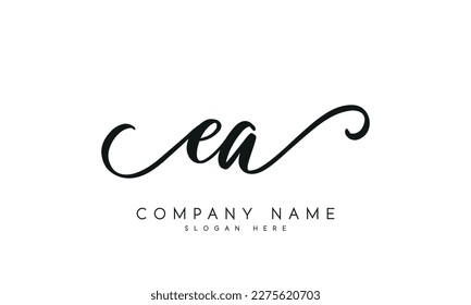 Handwriting signature style letter ea logo design in white background.