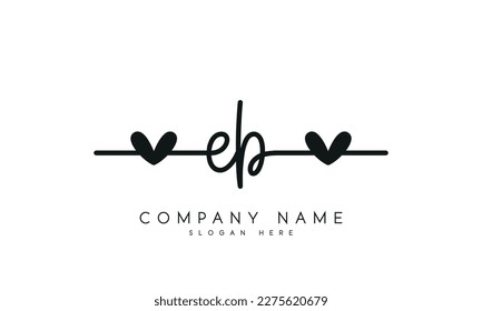 Handwriting signature style letter eb logo design in white background.