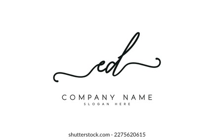 Handwriting signature style letter ed logo design in white background.