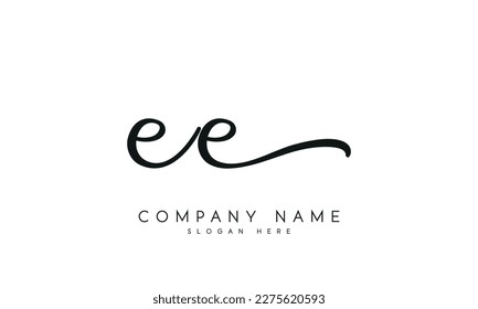 Handwriting signature style letter ee logo design in white background.