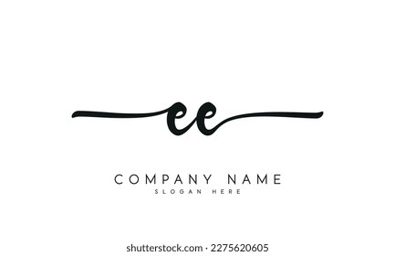 Handwriting signature style letter ee logo design in white background.