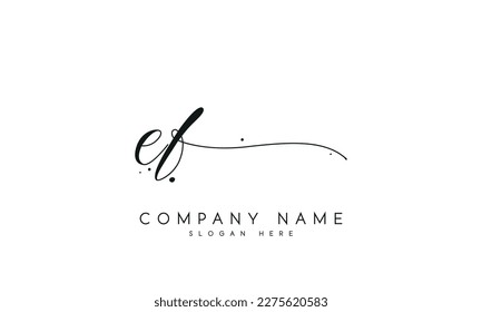 Handwriting signature style letter ef logo design in white background.