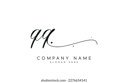 Handwriting signature style letter qq logo design in white background