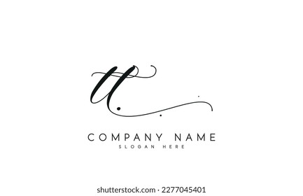 Handwriting signature style letter tt logo design in white background

