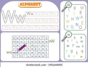 Handwriting skills, Alphabet tracing worksheet for kids. Writing practice. Exercises for kids
