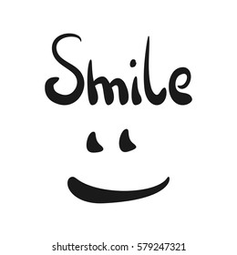 Handwriting Smile Smiling Mouth Eyes Sketch Stock Vector Royalty Free