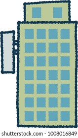 Handwriting style middle Building Front view 2.eps
This is a vector illustration.