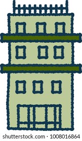 Handwriting style middle Building Front view 1.eps
This is a vector illustration.
