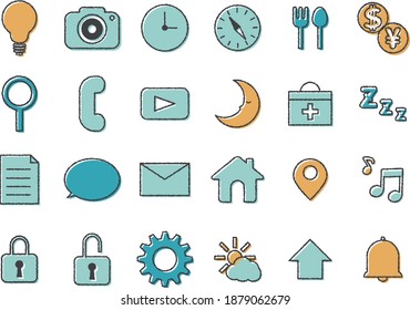 Handwriting style smartphone icon set