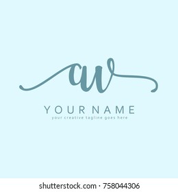 Handwriting A & V initial logo template vector