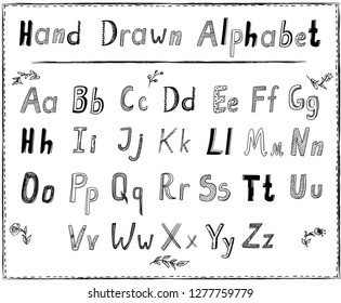 Handwriting vector alphabet, cartoon typography design, hand drawn font