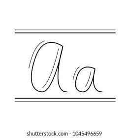 Handwriting vector line icon isolated on white background. Hand drawn alphabet A letter line icon for infographic, website or app.