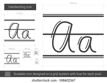 Icono de línea vectorial de escritura a mano aislado en fondo blanco. Icono de línea de escritura a mano para infografía, sitio web o aplicación. Icono escalable diseñado en un sistema de cuadrícula.