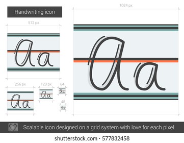 Handwriting vector line icon isolated on white background. Handwriting line icon for infographic, website or app. Scalable icon designed on a grid system.