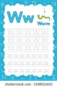 Handwriting workbook for children. Worksheets for learning letters. Activity book for kids. Educational pages for preschool. Letter W