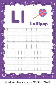 Handwriting workbook for children. Worksheets for learning letters. Activity book for kids. Educational pages for preschool. Letter L
