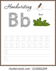 Handwriting workbook for children. Worksheets for learning letters. Activity book for kids. Educational pages for preschool. Letter B.