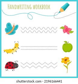 Handwriting Workbook Children Worksheets Learning Letters Stock Vector ...