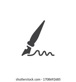 Handwriting, write vector icon. filled flat sign for mobile concept and web design. Fountain pen signature glyph icon. Symbol, logo illustration. Vector graphics