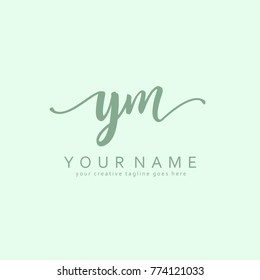 Handwriting Y & M initial logo template vector