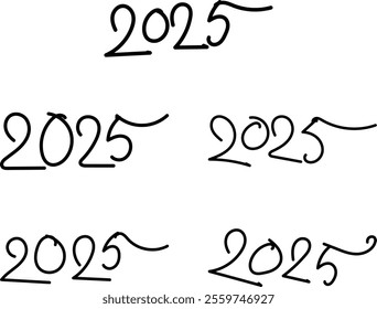 Handwritten 2025 New Year Designs Elegant, Stylish, Cursive Variations