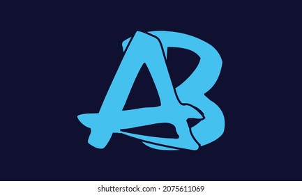 Handwritten AB brush stroke letter alphabet - Logo icon design template in black and white for business - Vector Design