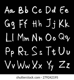 handwritten ABC alphabet with leaf. 10 eps