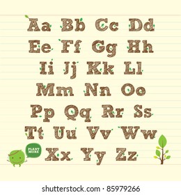 Handwritten ABC Alphabet With Leaf