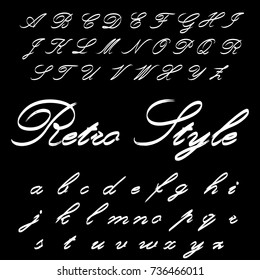 Handwritten ABC typeface fonts named retro style
