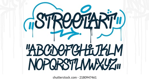 Handwritten Abstract Hiphop Graffiti Street Art Style Font Alphabet Vector Illustration Template