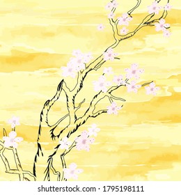 Handwritten abstract marble stone pattern on marble stone background, isolation on yellow, vector illustration