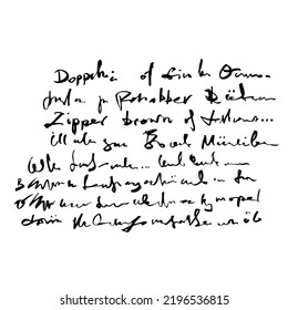 Handwritten abstract text illustration, vector monochrome script background, hand drawn illustration