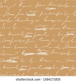 Handwritten abstract text with mistakes and misprints seamless pattern, vector monochrome script background, scribbles and blots in another group