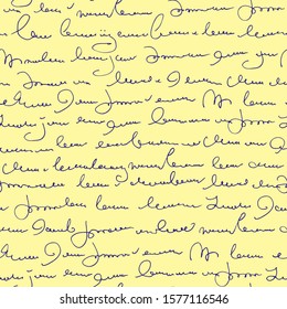 Handwritten abstract text seamless pattern, vector monochrome script background