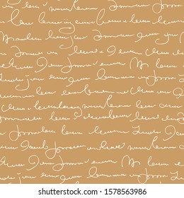 Handwritten abstract text seamless pattern, vector monochrome script background