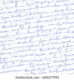 Handwritten abstract text seamless pattern, vector cursive script background, imitation of hand-drawn ink text