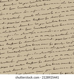 Handwritten abstract text seamless pattern, vector monochrome script background, hand drawn illustration
